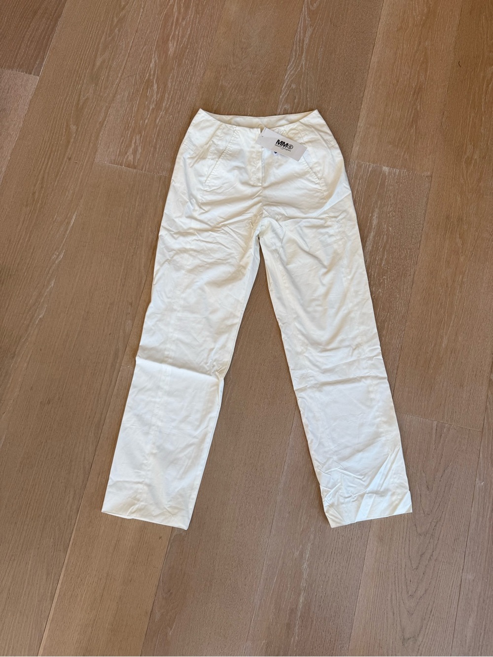 MM6 Maison Martin Margiela Cream Straight-Leg Chinos